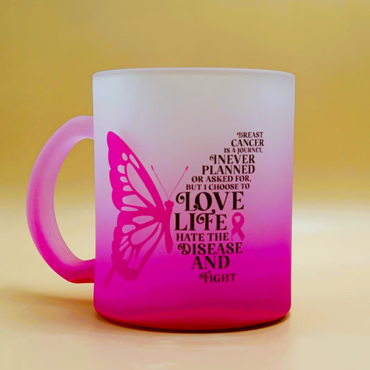 Pink Ribbon Farbverlaufsglastasse