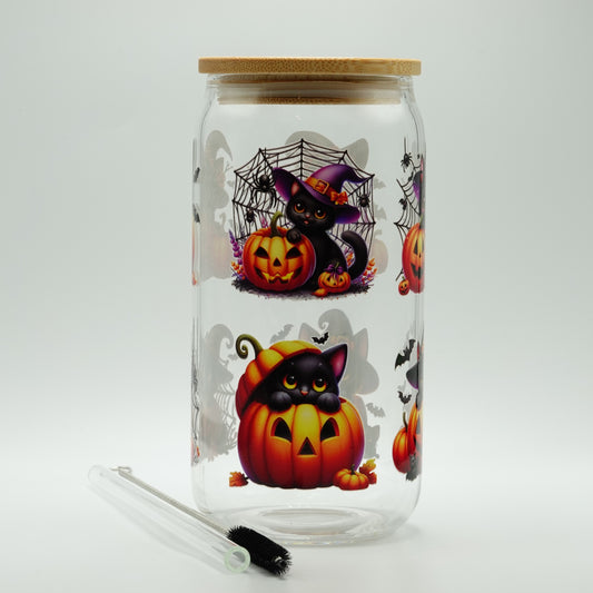 Glasbecher mit Kleber Halloween